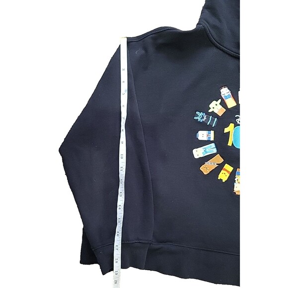 Disney 100 Friend Cropped Hoodie Womens XL Black Pullover Embroidered Characters - Picture 13 of 16